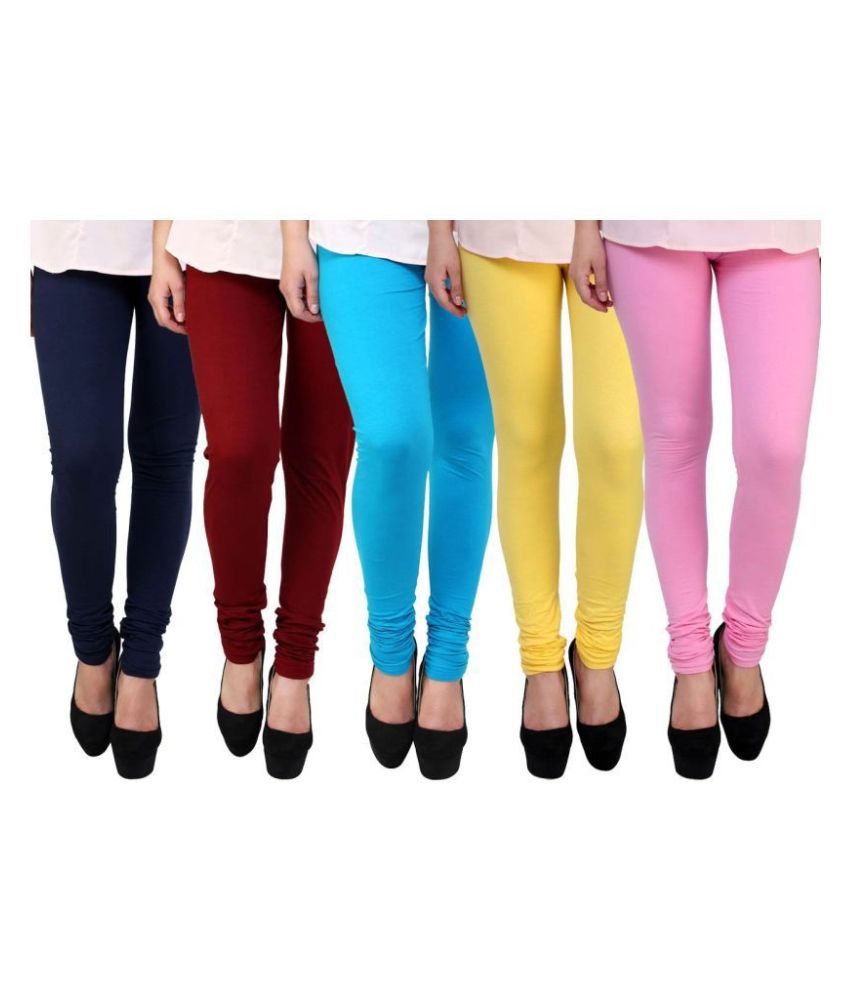     			Famaya Pack of 5 Girls 100% Cotton Leggings ( Multi )