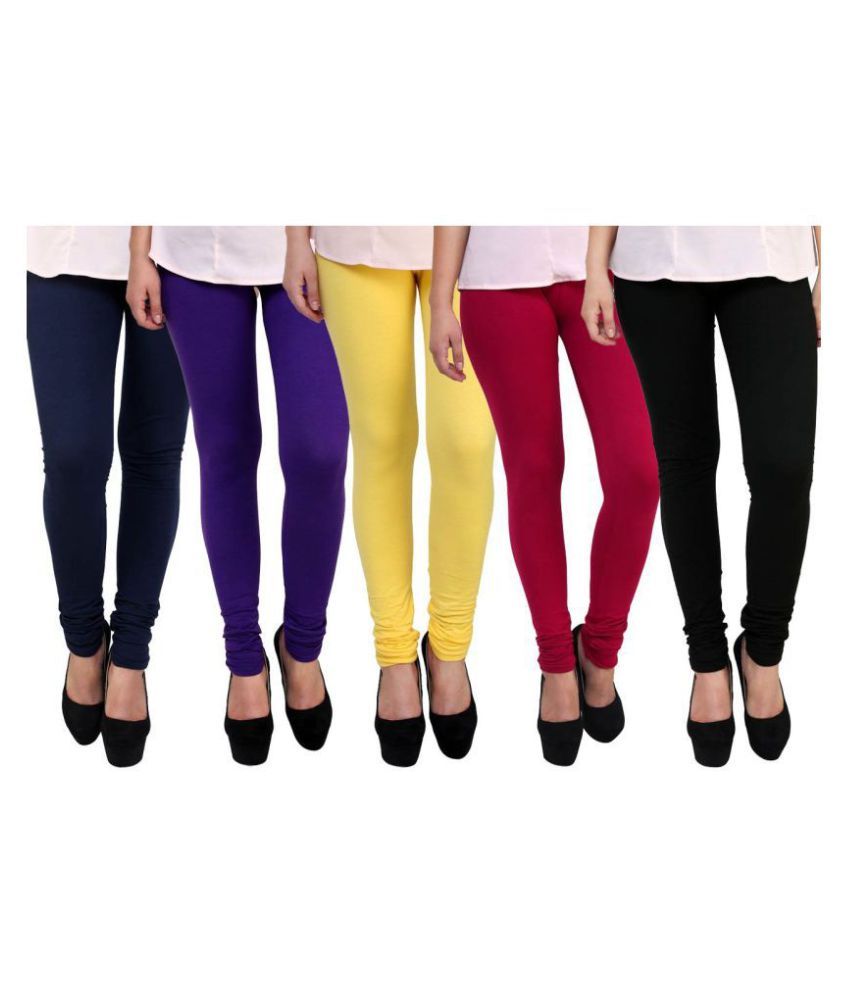     			Famaya Pack of 5 Girls 100% Cotton Leggings ( Multi )