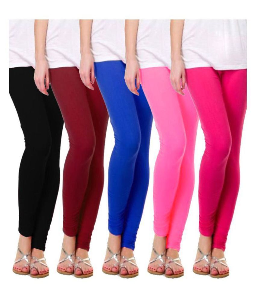     			Famaya Multicolor Cotton Leggings - Pack of 5