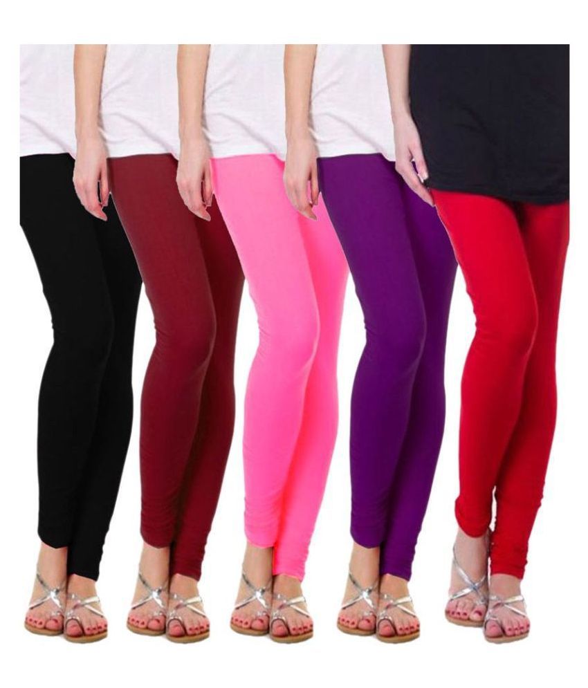     			Famaya Multicolor Cotton Leggings - Pack of 5