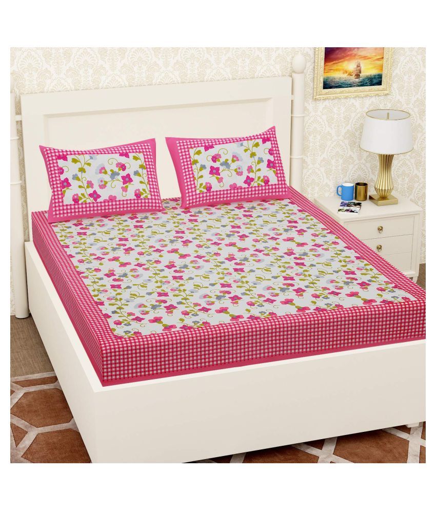 Lakshita Enterprises Cotton Double Bedsheet with 2 Pillow Covers Buy