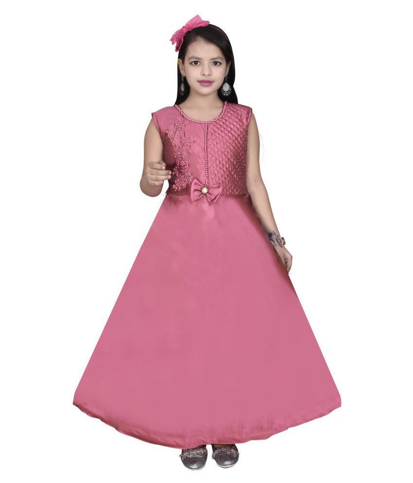     			High Fame Check Bow Sleeveless Party Wear Dress For Girls.