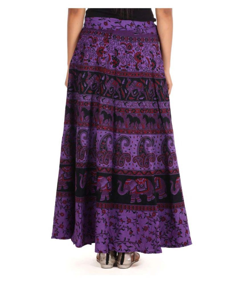 Buy Rajasthani Sarees Cotton Wrap Skirt - Purple Online at Best Prices ...