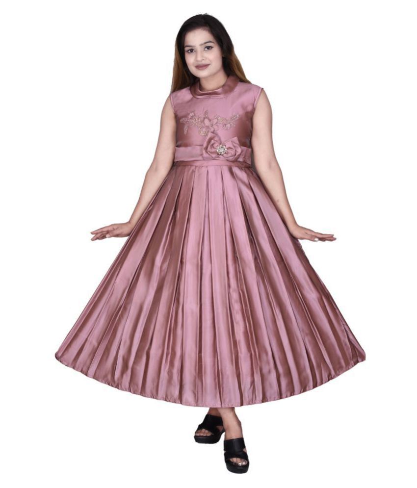 peach colour party frock