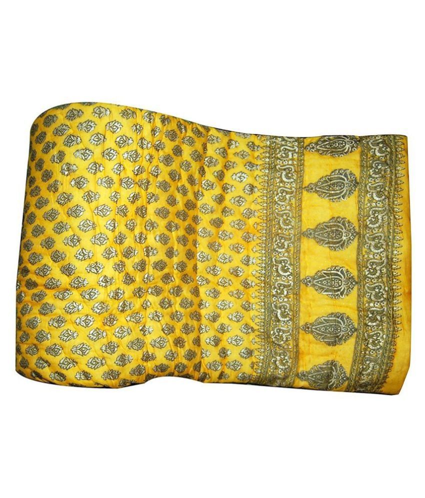 Jaipuri Razai Single Cotton Yellow Floral Quilt Coordinated Buy