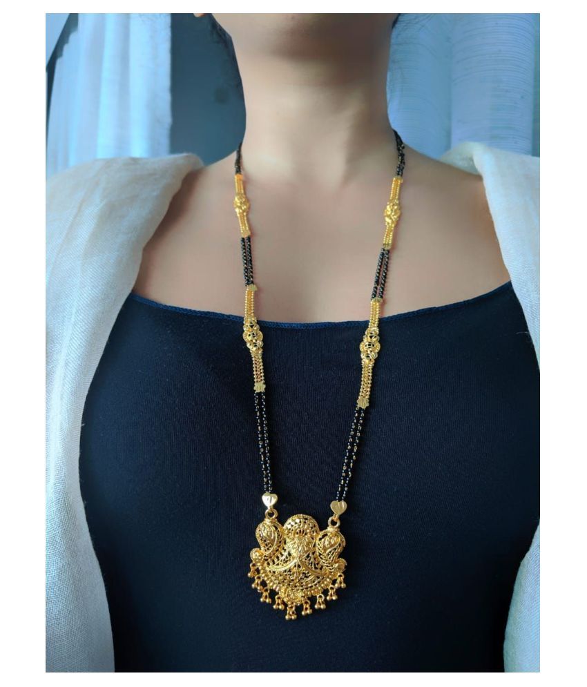 gold plated black beads mangalsutra 