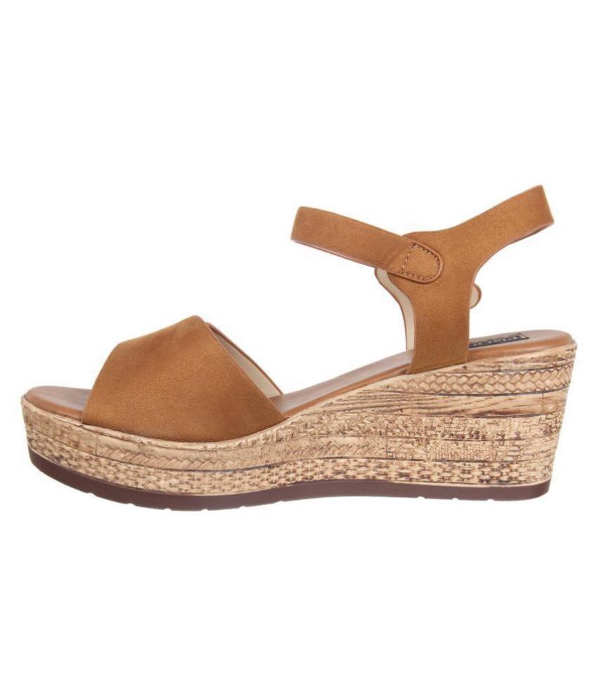 Flat N Heels Tan Wedges Heels Price in India- Buy Flat N Heels Tan Wedges Heels Online at Snapdeal