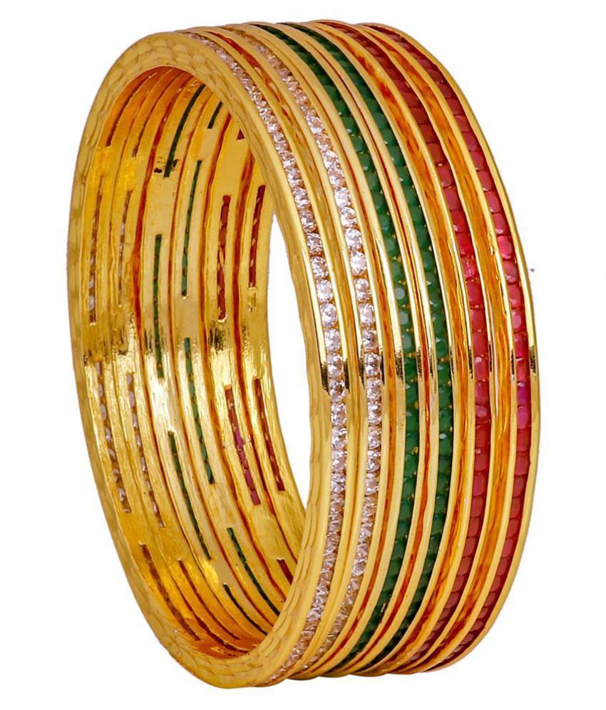 Manikya Traditional Bengali Bangles Copper with 24ct Gold Plated (Set