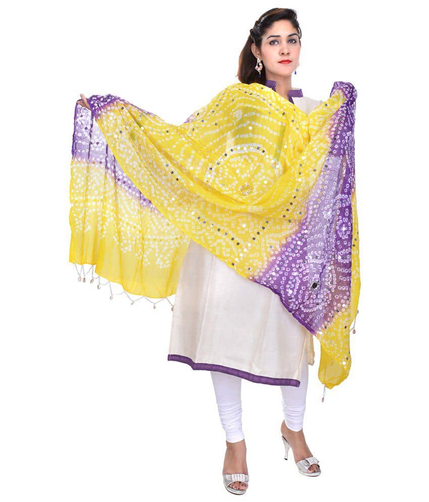 Rajasthani Sarees Yellow Cotton Bandhej Dupatta Price in India Buy
