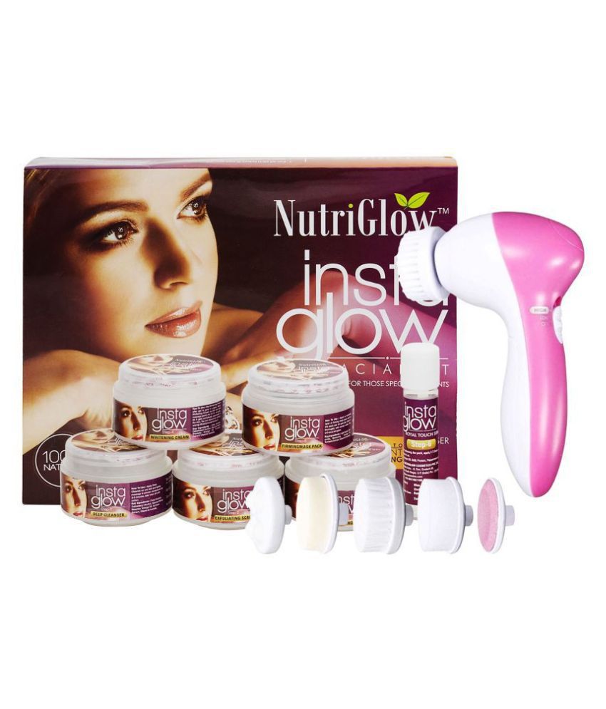     			Nutriglow Instaglow Facial Kit (260gm) and 5 in 1 Rotating Face Massager Facial Kit g Pack of 2
