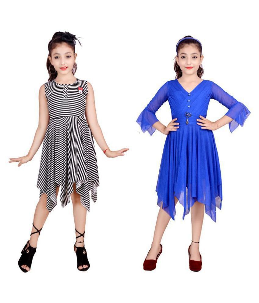     			Sky Heights Girls Midi/Knee Length Combo Of 2 Party Wear dresses