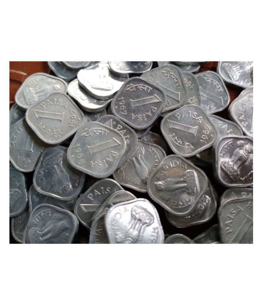 500 COINS LOT - 1 PAISA ALUMINIUM aUNC / UNC / BUNC CONDITION - Mostly 1967  - INDIA