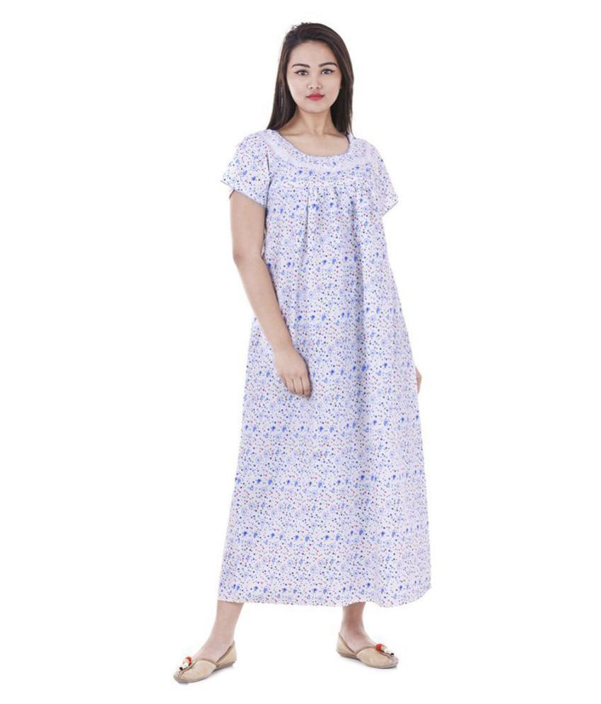 Buy Raj Cotton Nighty & Night Gowns - White Online at Best Prices in ...