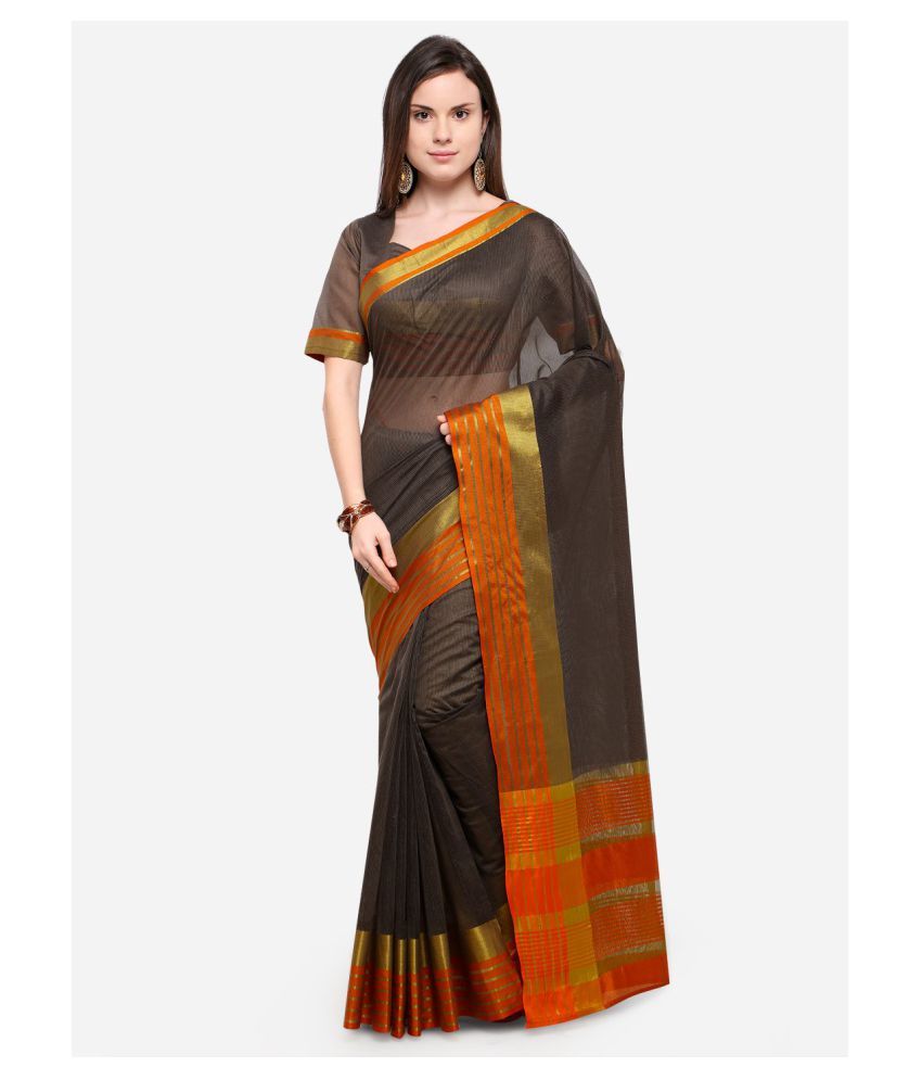     			Shaily Retails Brown Cotton Silk Saree