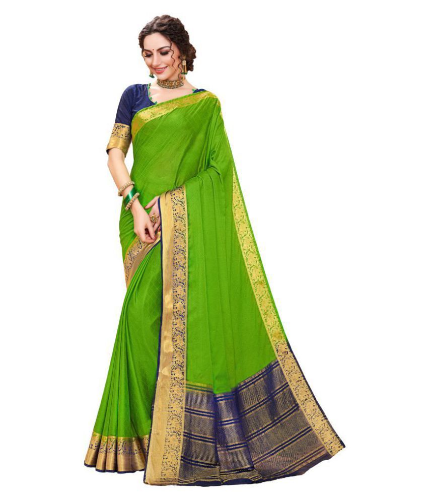     			Shaily Green,Blue Silk Blends Saree