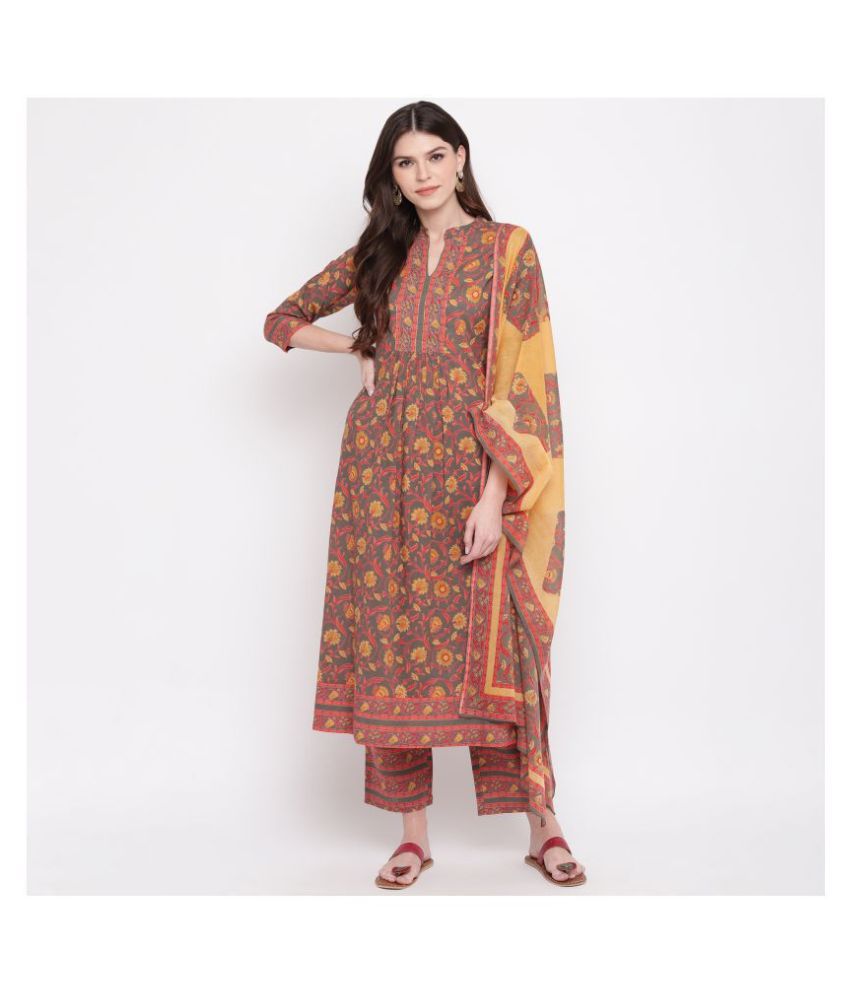     			Vbuyz - Multicolor Anarkali Cotton Women's Stitched Salwar Suit ( Pack of 1 )