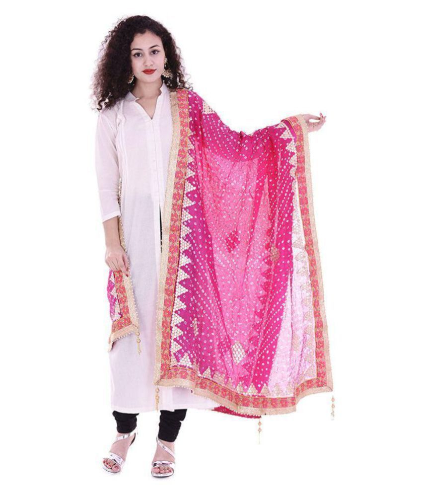     			Apratim Pink Art Silk Dupatta