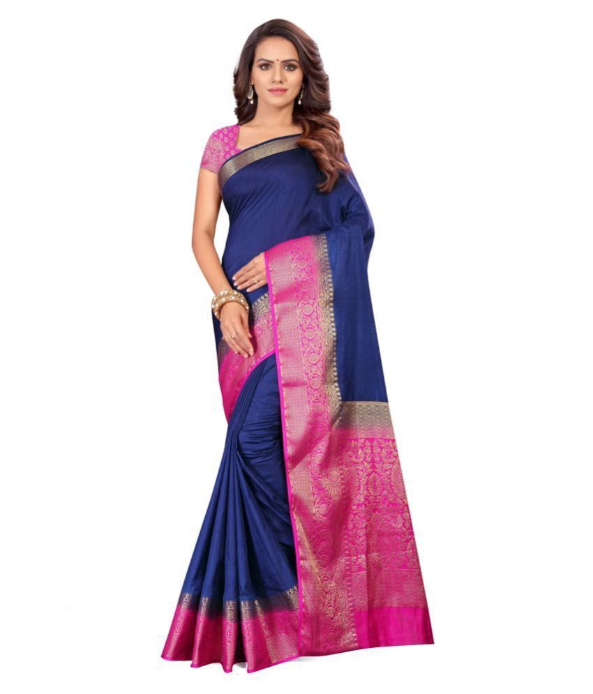     			Aarrah Blue Silk Blends Saree