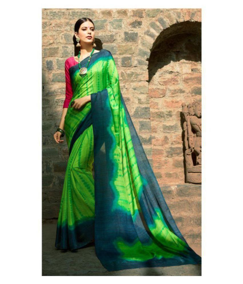     			Aarrah Green Cotton Silk Saree