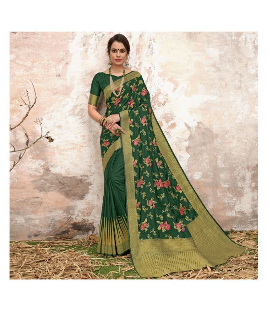     			Aarrah Green Silk Blends Saree