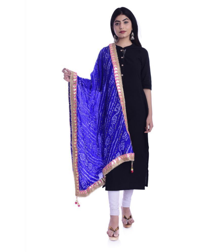     			Raj Blue Art Silk Bandhej Dupatta