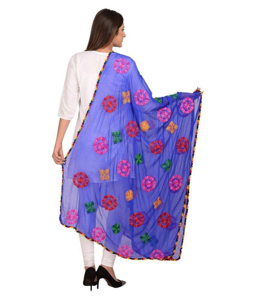     			Raj Blue Chiffon Dupatta