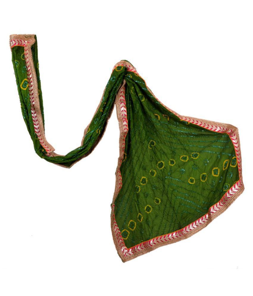     			Raj Green Art Silk Bandhej Dupatta