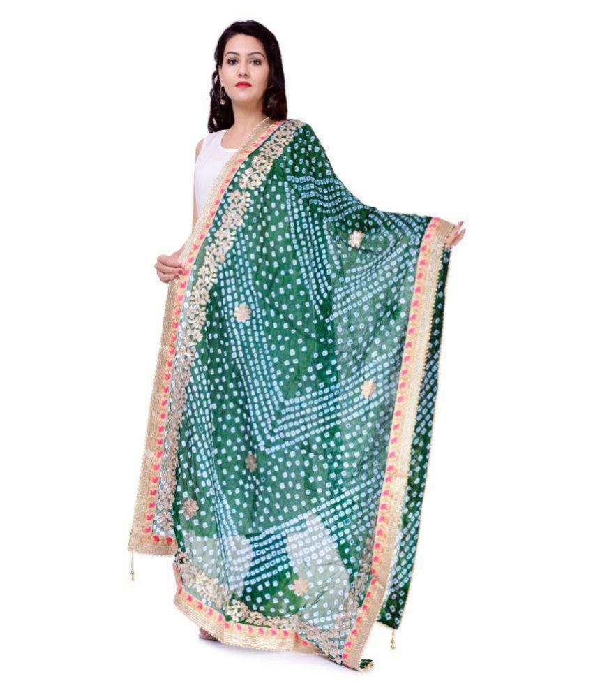     			Raj Green Art Silk Tie & Dye Dupatta