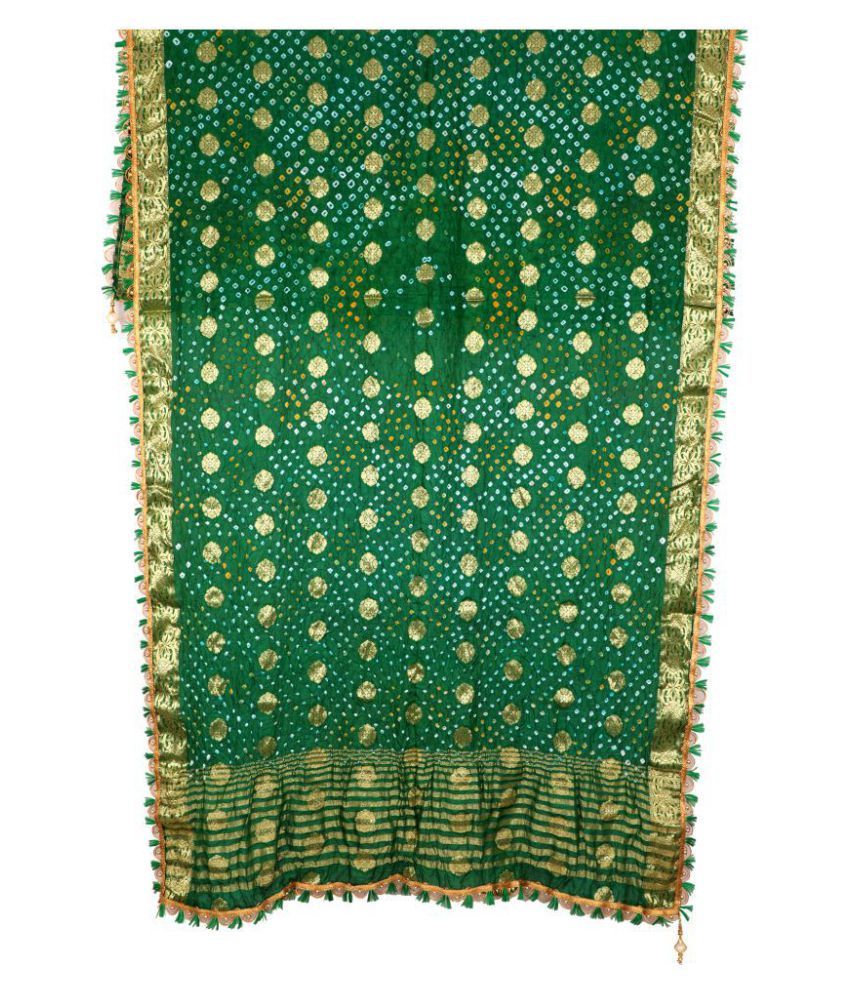     			Raj Green Banarasi Silk Banarasi Dupatta