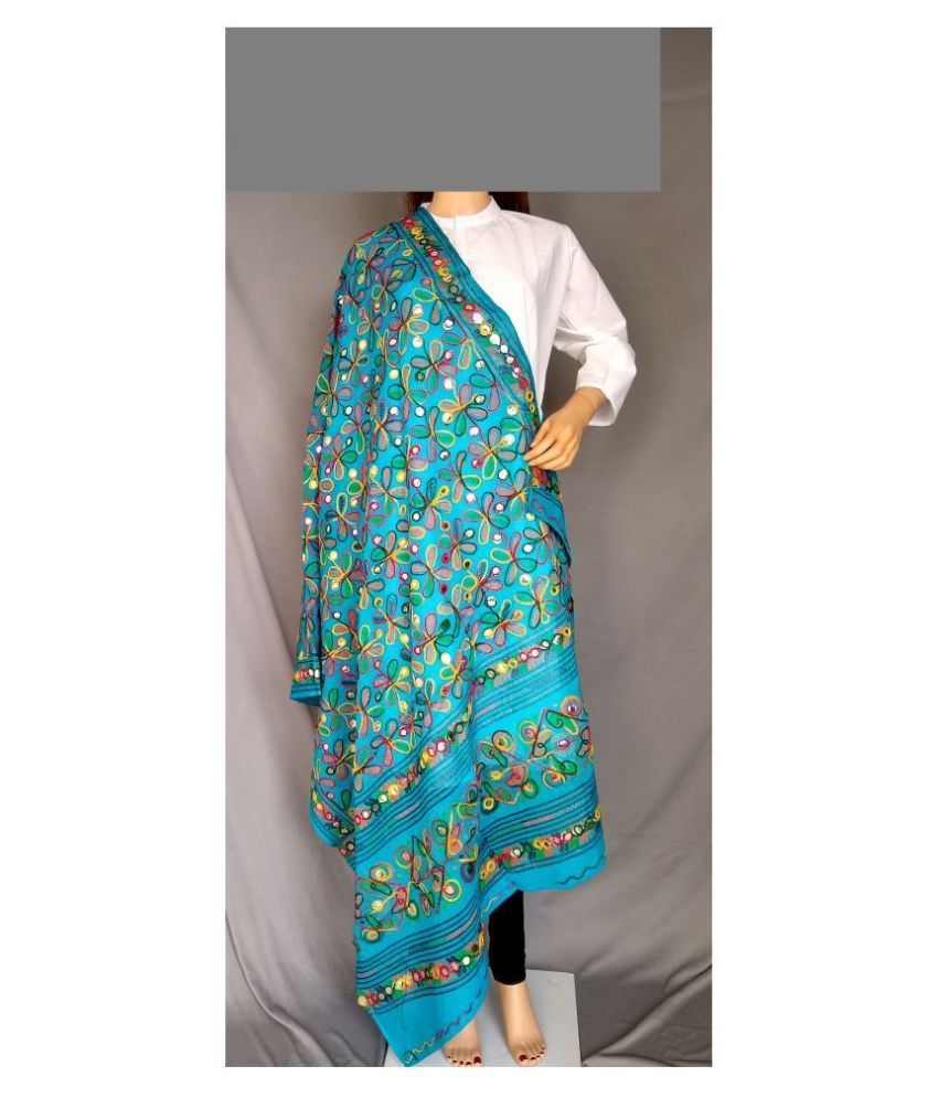     			Raj Green Cotton Kutch Embroidered Dupatta