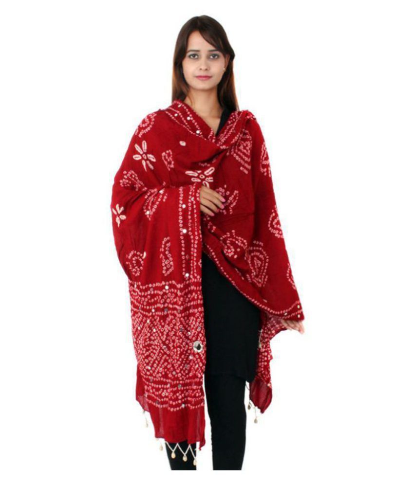     			Raj Maroon Cotton Bandhej Dupatta