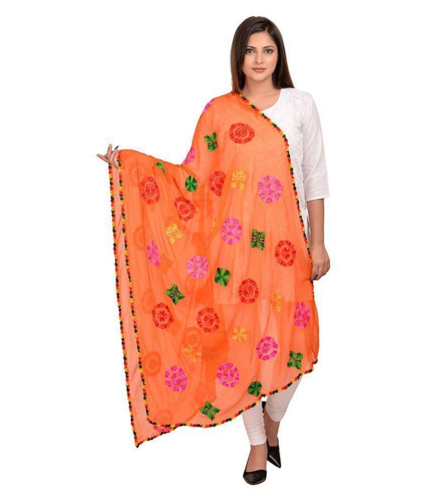     			Raj Orange Chiffon Dupatta