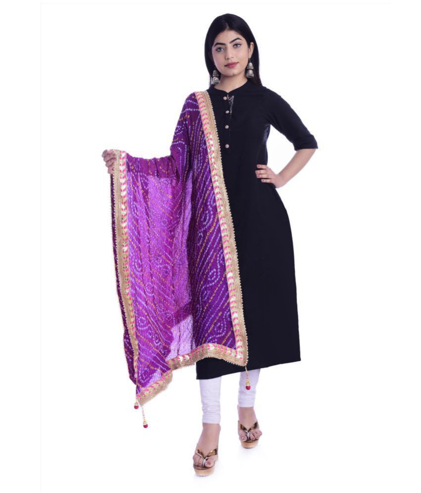     			Raj Purple Art Silk Bandhej Dupatta