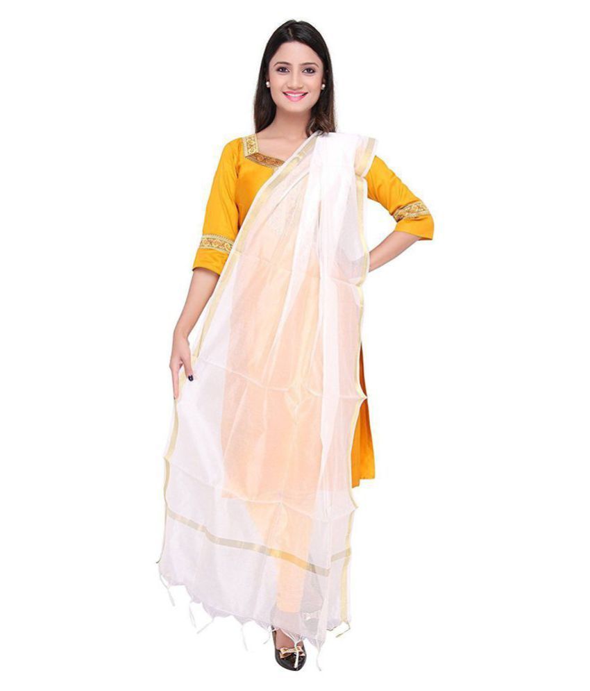     			Raj White Chanderi Dupatta