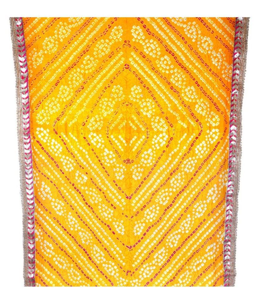     			Raj Yellow Art Silk Bandhej Dupatta