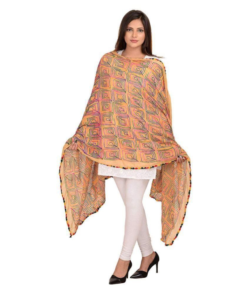     			Raj Yellow Chiffon Dupatta