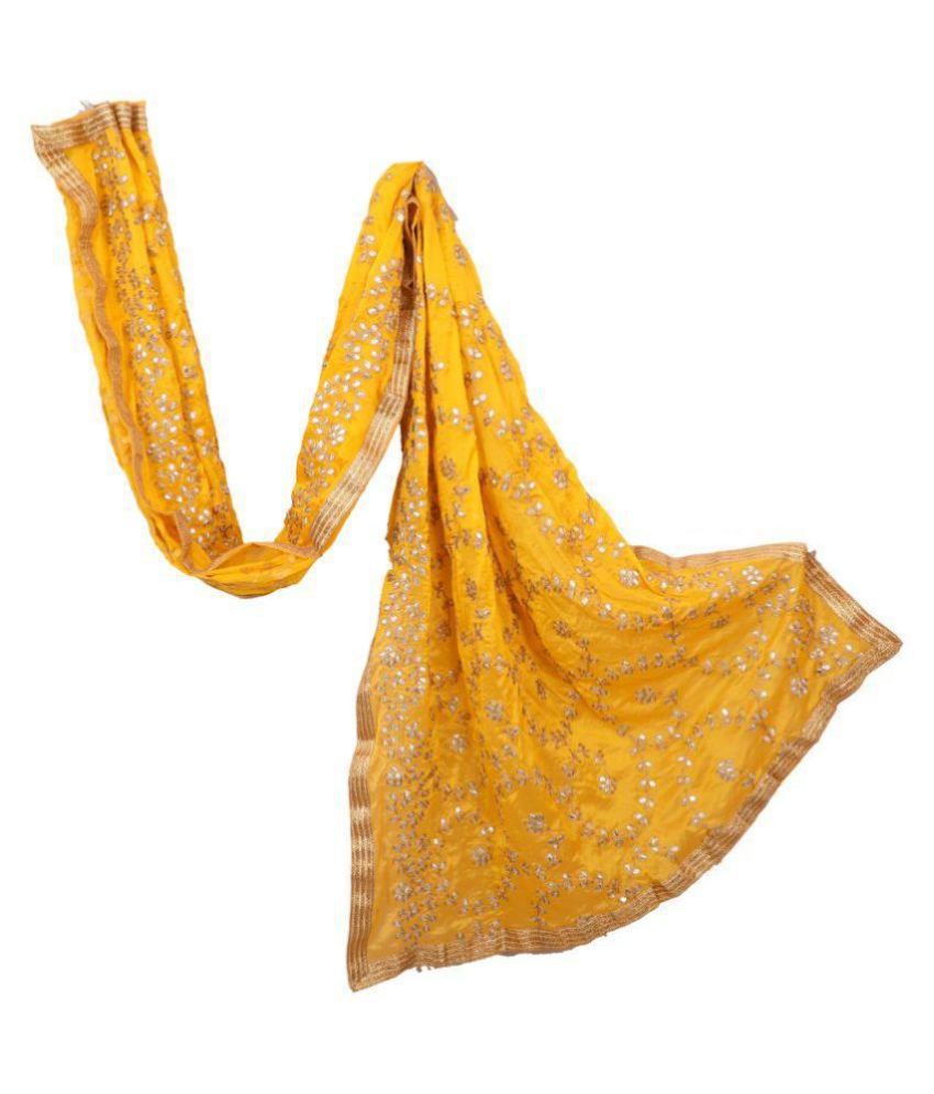 Raj Yellow Cotton Gota Patti Dupatta Price in India - Buy Raj Yellow ...
