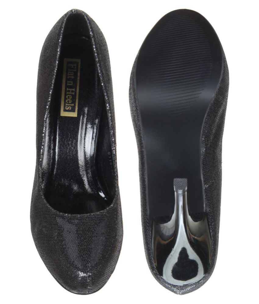 Flat N Heels Black Stiletto Heels Price in India- Buy Flat N Heels ...