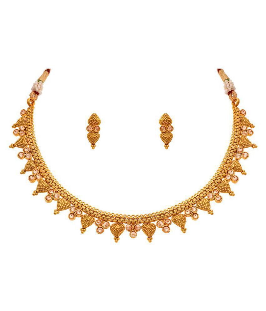     			JFL - Jewellery For Less Copper Golden Choker Contemporary/Fashion 22kt Gold Plated Necklaces Set
