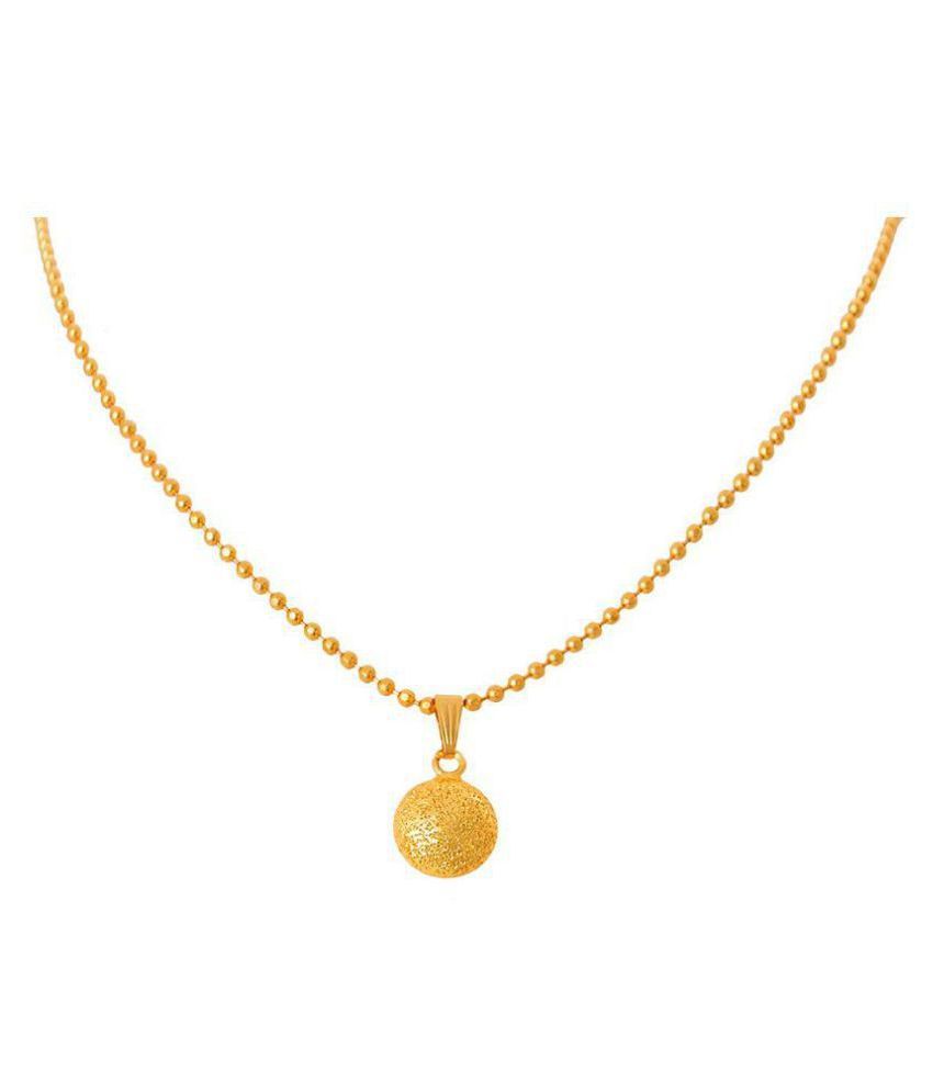     			Jewellery for Less Fusion Fashionable One g Golden Gold Plated Designer Round Pendant with Bead Chain for Women