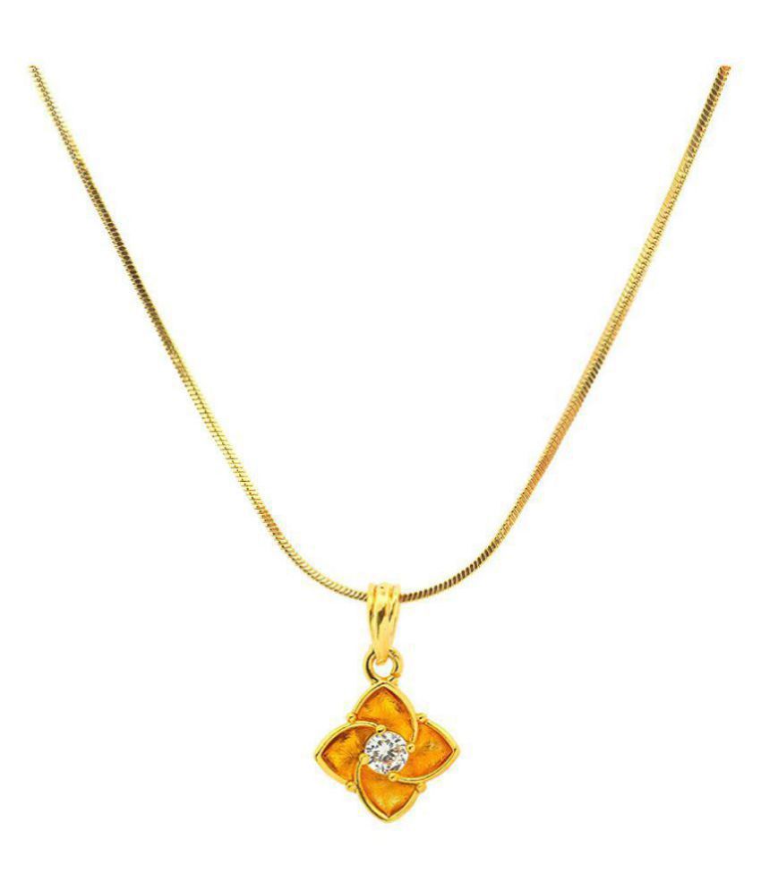    			Jewellery for Less Gold PlatedI CZ Diamond with Floral Design Delicate Pendant for Women