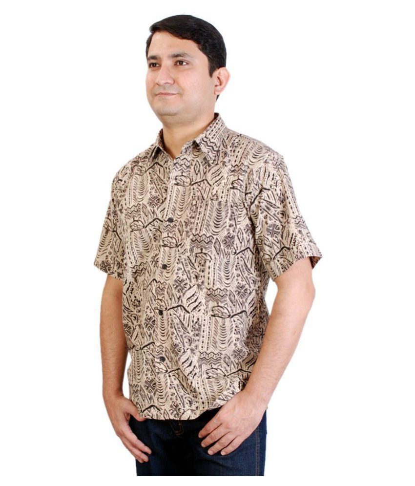     			Viniyog 100 Percent Cotton Beige Shirt