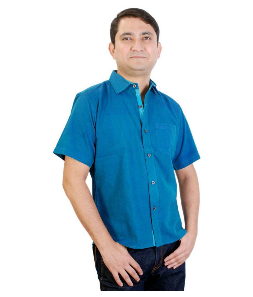     			Viniyog 100 Percent Cotton Blue Shirt