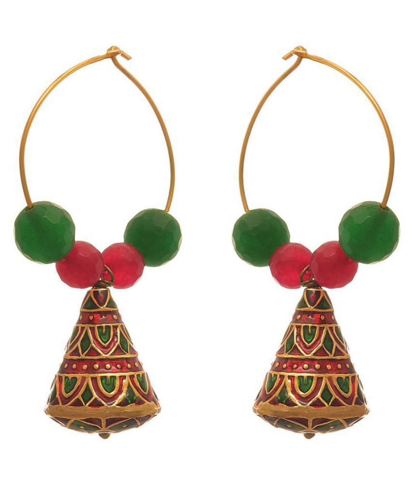     			JFL - Traditional Ethnic Fusion One Gram Gold Plated Designer Bali Earring for Women & Girls
