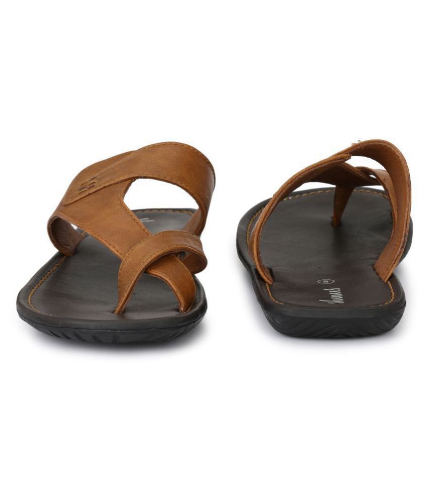 shences tan leather slippers