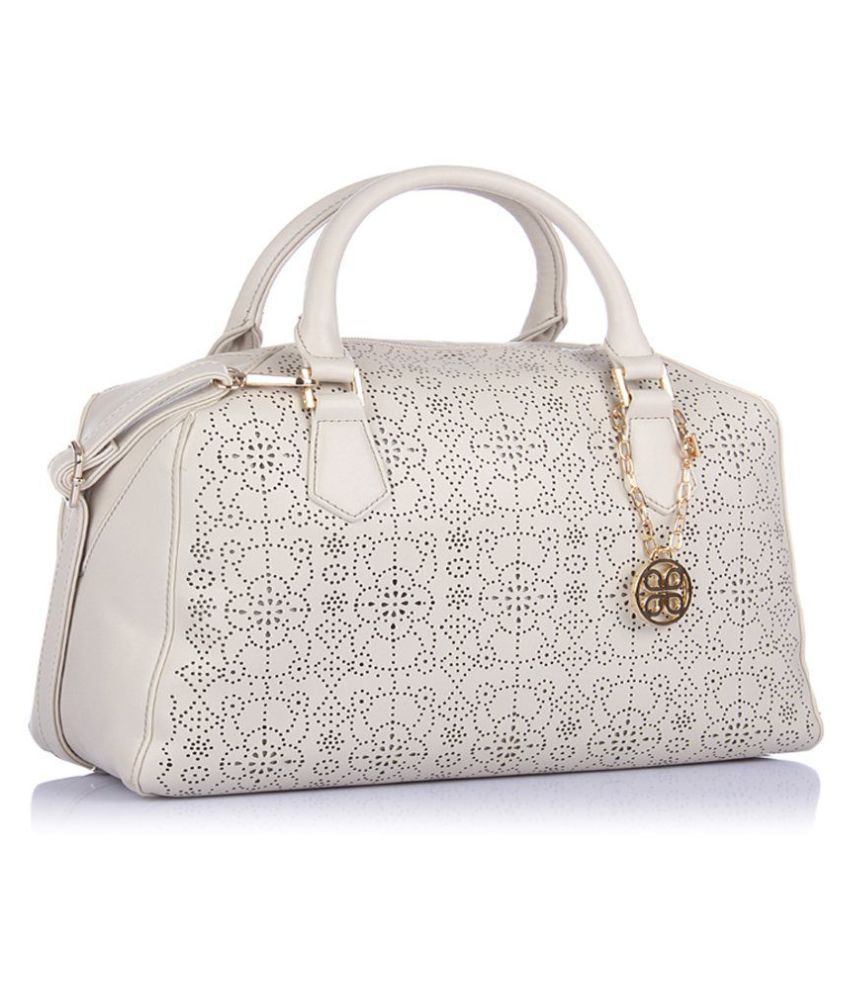 white faux leather bag