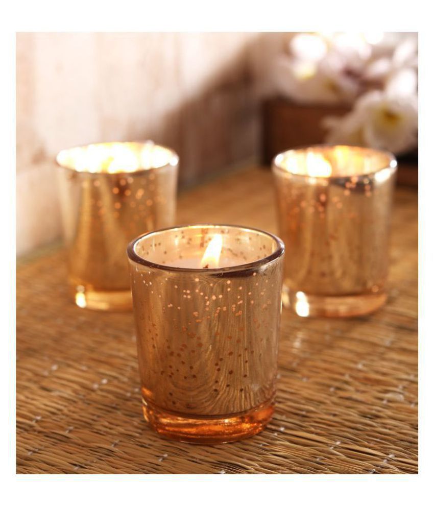 Hosley Gold Jar Candle - Pack of 3