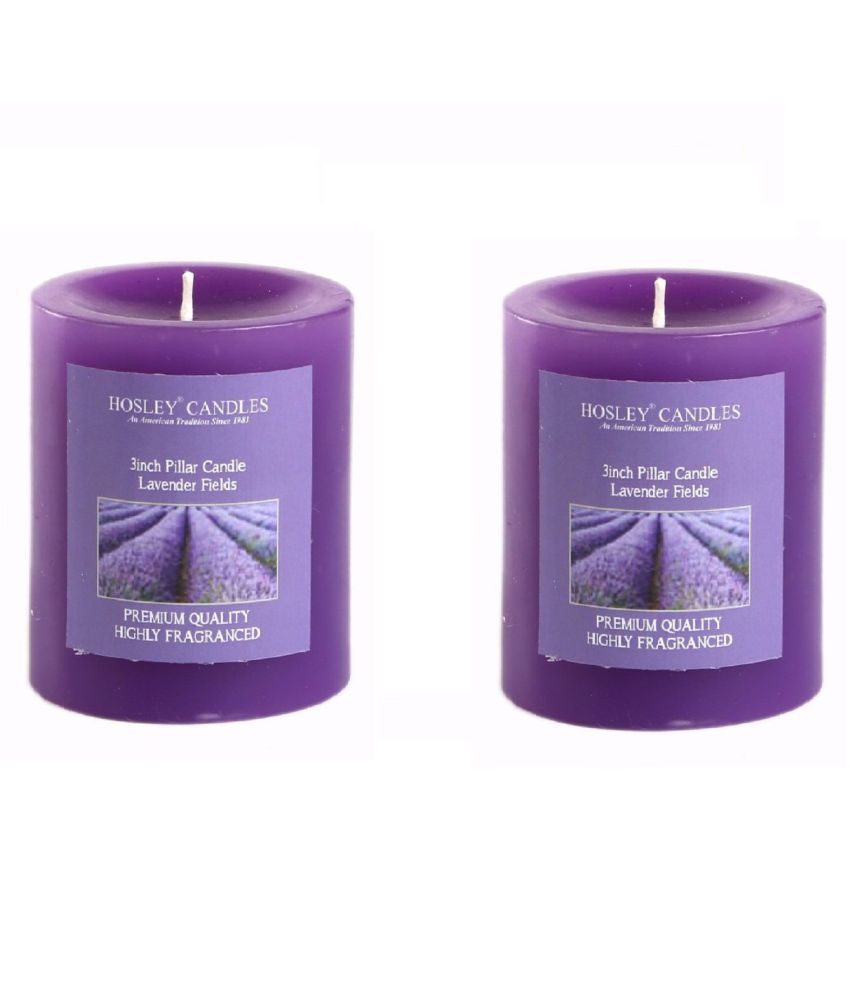     			Hosley Purple Pillar Candle - Pack of 2
