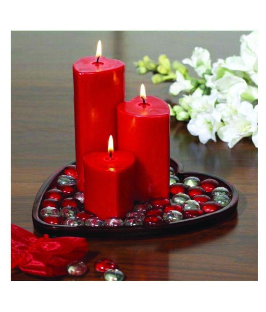     			Hosley Red Pillar Candle - Pack of 3