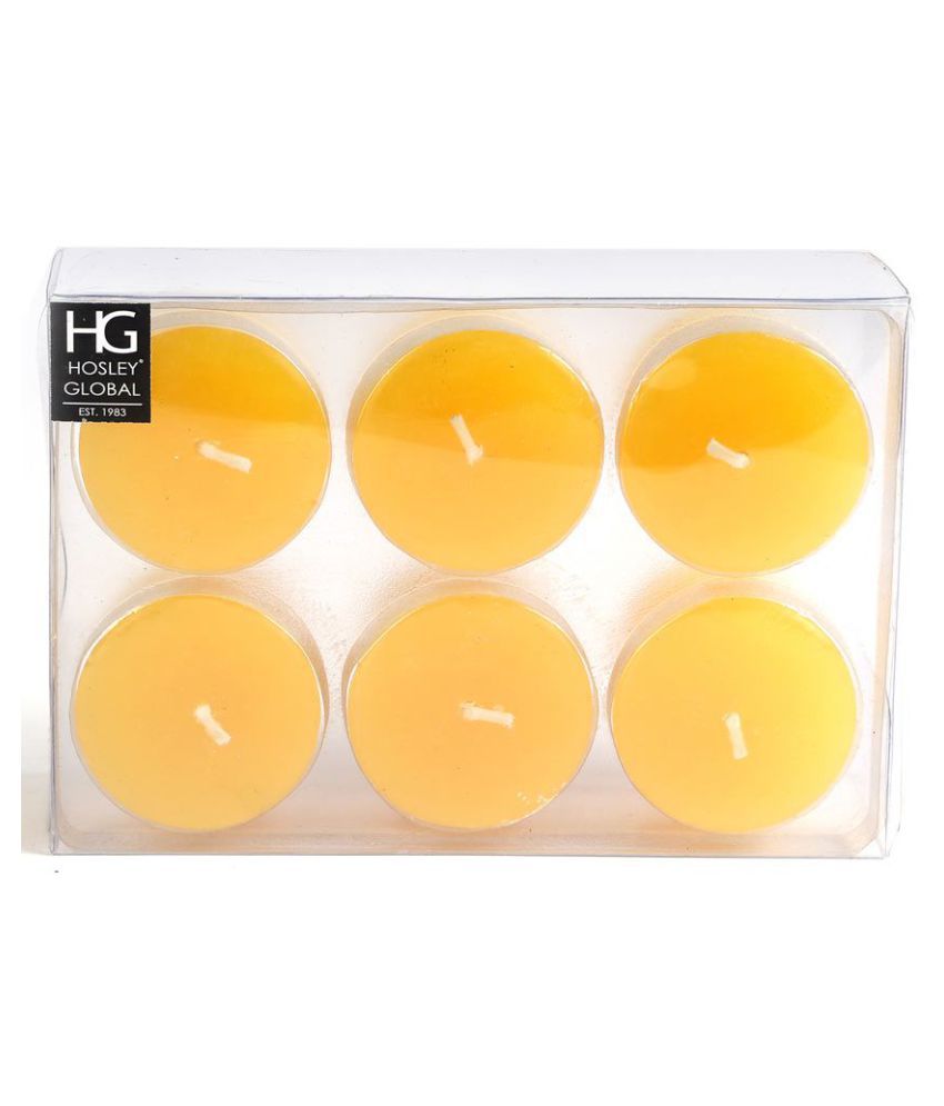 Hosley Yellow Votive Candle - Pack of 6